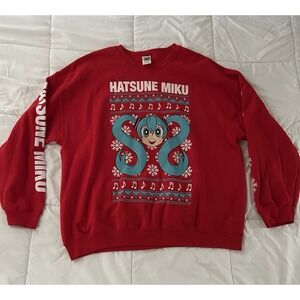 Hatsune Miku Red Pullover Sweatshirt Men's Size 2XL, With Graphics
